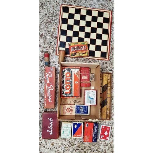 24 - SMALL CARTON WITH MISC PLAYING CARDS & GAMES