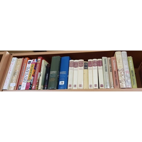 248 - 4 SHELVES OF MIXED PAPER BACK & HARDBACK BOOKS, SOME FOLDERS OF THE HISTORY OF THE FIRST WORLD WAR