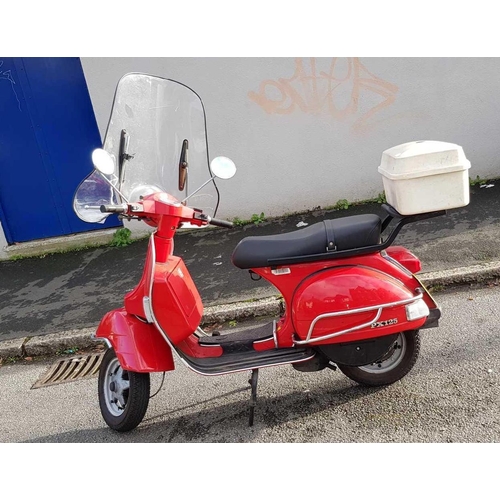 3 - VESPA PX125 MADE BY PIAGGIO TYPE 74 SCOOTER WITH REGISTERED DOCUMENTS SPARE LUGGAGE BOX & WHEEL