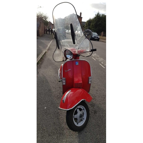 3 - VESPA PX125 MADE BY PIAGGIO TYPE 74 SCOOTER WITH REGISTERED DOCUMENTS SPARE LUGGAGE BOX & WHEEL