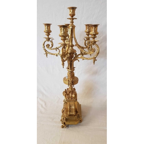 486 - GOLD COLOURED BRASS CANDELABRA