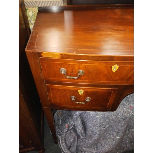 489 - MAHOGANY BOW FRONT DRESSING TABLE WITH NO MIRROR