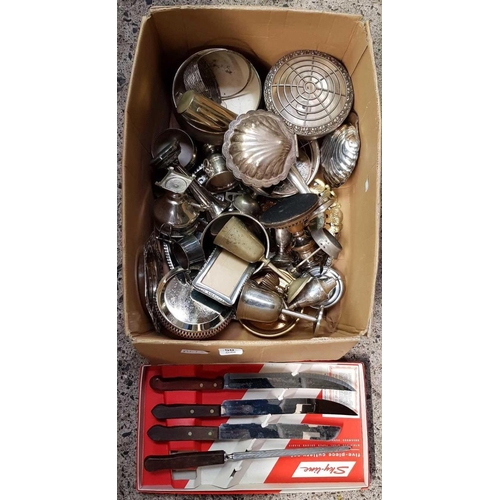 50 - CARTON OF MISC METAL & PLATED ITEMS