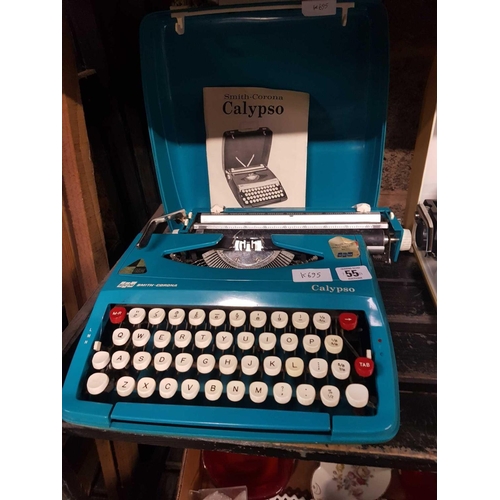 55 - SMITH - CORONA CALYPSO PORTABLE TYPEWRITER WITH CASE