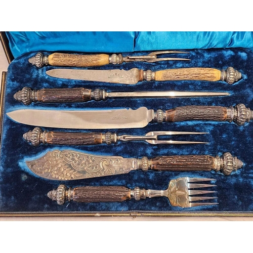 594 - GOOD CASED 6 PIECE CARVING SET