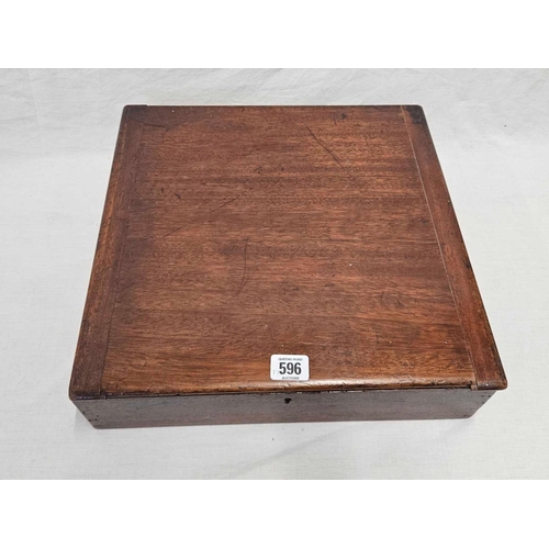 596 - WOODEN BOX WITH CUTLERY