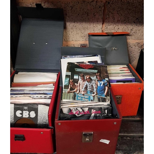 62 - 3 CARRY CASES WITH MISC 45 RECORDS INCL; STATUS QUO, WET WET WET, SPANDAU BALLET & OTHER POP ARTISTS