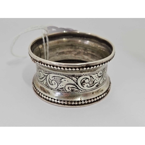 625 - A SILVER BEADED EDGE NAPKIN RING, B'HAM 1905