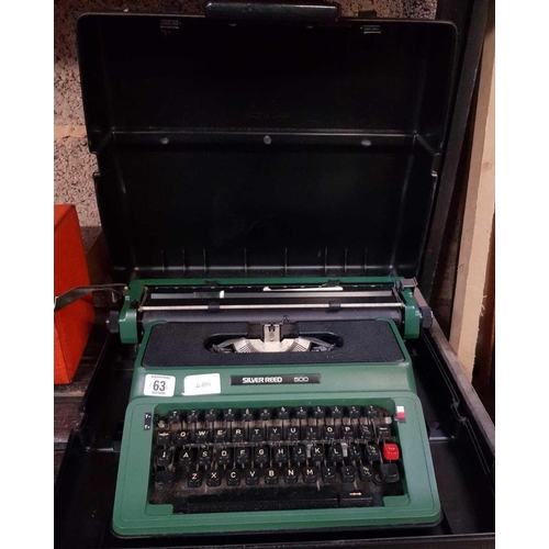 63 - CASED SILVER REED 500 PORTABLE TYPEWRITER