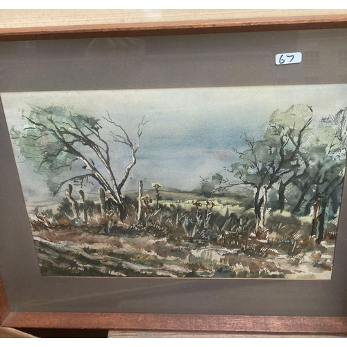 67 - 4 F/G PICTURES 'THE BERKELEY HUNT' HUNTING PRINT BY LIONEL EDWARDS, 2 OTHER WATERCOLOURS BY UNKNOWN ... 