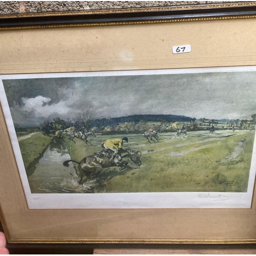 67 - 4 F/G PICTURES 'THE BERKELEY HUNT' HUNTING PRINT BY LIONEL EDWARDS, 2 OTHER WATERCOLOURS BY UNKNOWN ... 