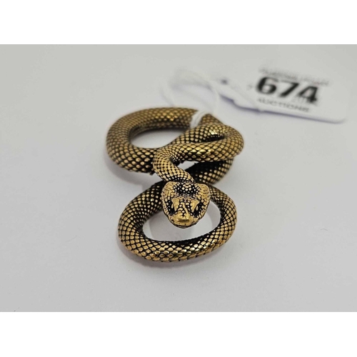 674 - STYLISH BRONZE METAL SNAKE