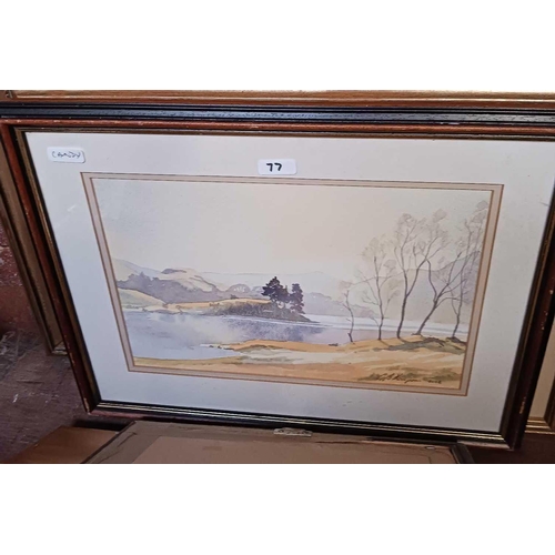 77 - QTY OF F/G PICTURES INCL; WATERCOLOURS & PENCIL ETCHINGS