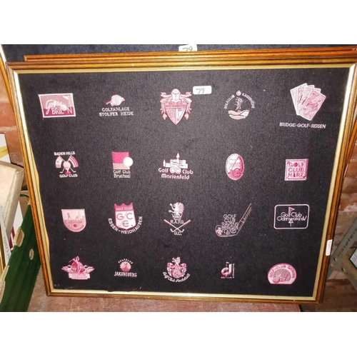 79 - 9 FRAMED GOLF CLUB EMBLEM SYMBOLS