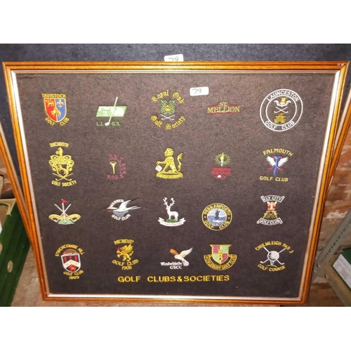 79 - 9 FRAMED GOLF CLUB EMBLEM SYMBOLS