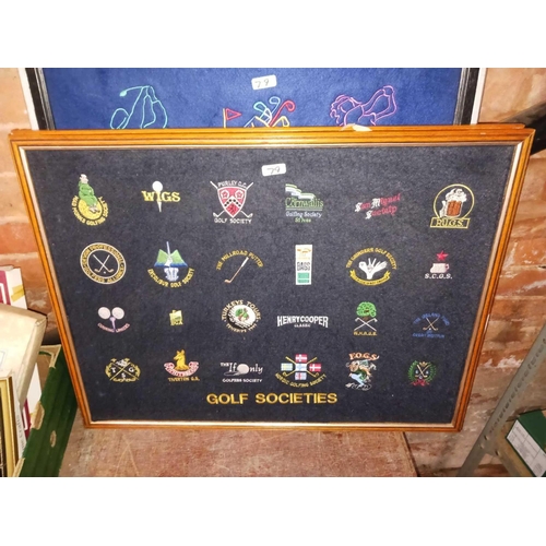 79 - 9 FRAMED GOLF CLUB EMBLEM SYMBOLS