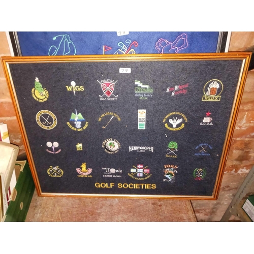 79 - 9 FRAMED GOLF CLUB EMBLEM SYMBOLS