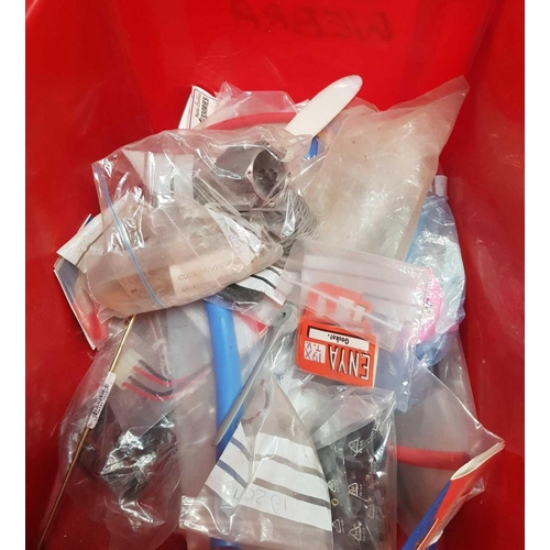 84 - 3 CARTONS OF MISC MODEL AIRCRAFT ACCESSORIES & SPARE PARTS INCL; ENGINES, PROPELLERS & OTHER ACCESSO... 