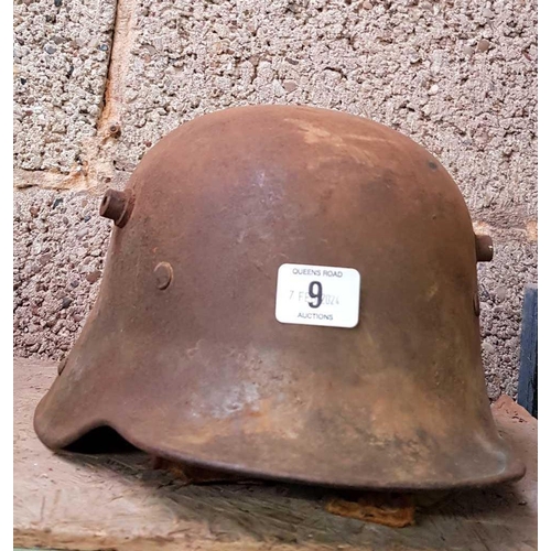 9 - WWI IMPERIAL GERMAN M6 STEEL HELMET MARKED ET 64