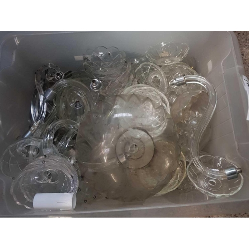 117 - 2 CARTONS OF MISC CHANDELIER SAUCERS & GLASS ARM FITTINGS