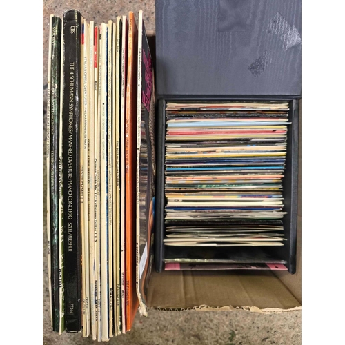 123 - CARTON WITH CARRY CASE OF 45'S & LP RECORDS, CLASSICAL & POP