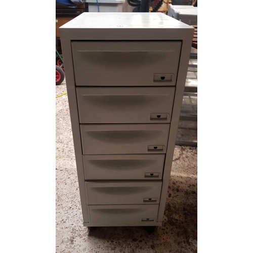 141 - 6 DRAWER WHEELED FILING CABINET, 28'' TALL