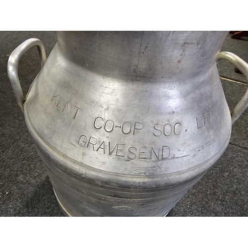 245 - HALF SIZE ALUMINIUM MILK CHURN STAMPED CO-OP SOCIETY LTD, GRAVESEND