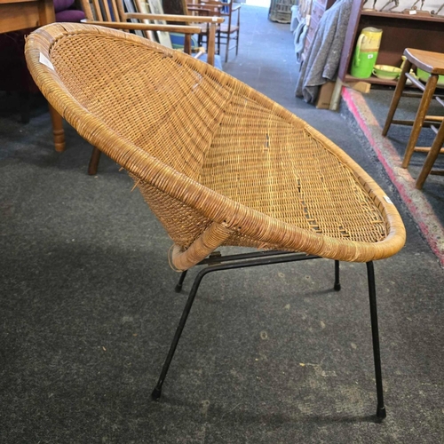 478 - WICKER TUB CHAIR ON METAL LEGS