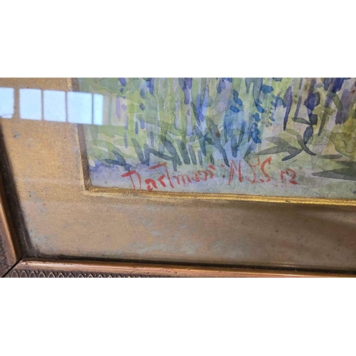 543 - A WATERCOLOUR VIEW OF A BLUEBELL WOOD BY THE HONOURABLE JEMIMA SMITH INSCRIBED DARTMEET WITH INITIAL... 