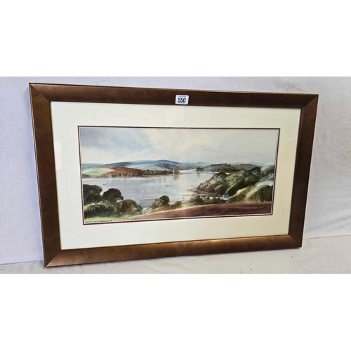 550 - FRANCIS PHILIP GOODCHILD ARCA, WATERCOLOUR ENTITLED ''THE DART IN HOT  WEATHER'', SIGNED & WITH LABE... 