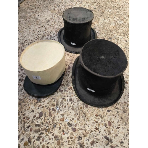 7 - 2 VINTAGE BLACK TOP HATS &  FRENCH KEPI A/F CONDITION