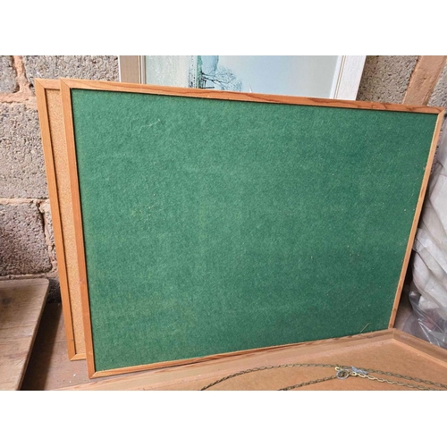 80 - 3 NOTICE BOARDS, PINE FRAMED MIRROR & A FRAMED PRINT