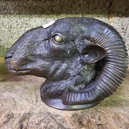 9 - BRONZE HOLLOW CASTING OF A RAMS HEAD