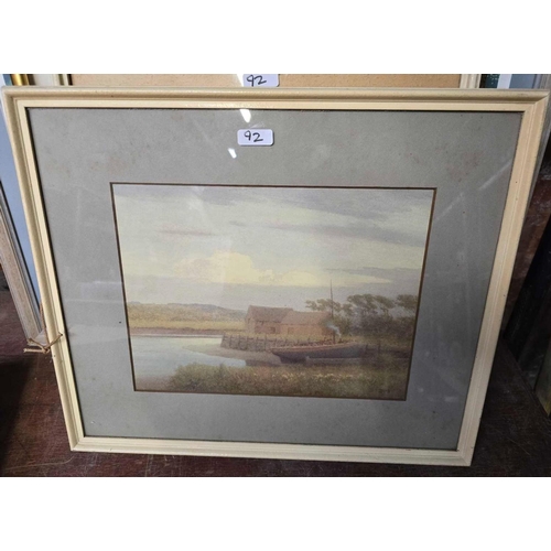 92 - QTY OF F/G PICTURES INCL; A REPRO MAP OF DEVONSHIRE & 3 FRENCH OIL ON BOARD