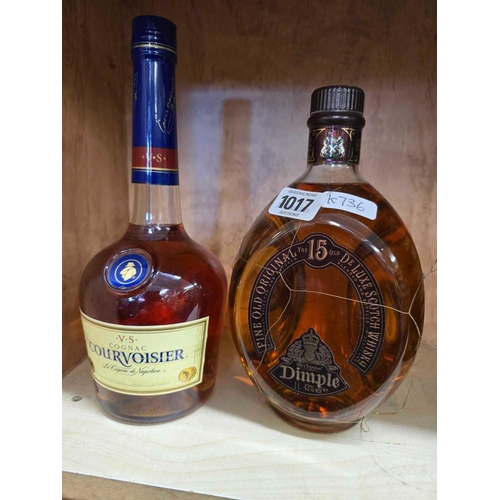 1017 - BOTTLE OF COURVOISIER & BOTTLE OF HAIGS DIMPLE