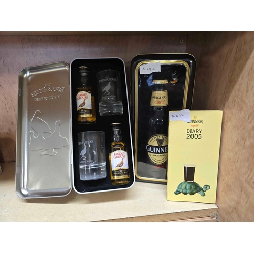 1018 - PRESENTATION BOTTLE OF GUINESS & A GUINESS DIARY FOR 2005 & PRESENTATION TIN OF FAMOUS GROUSE WITH 2... 