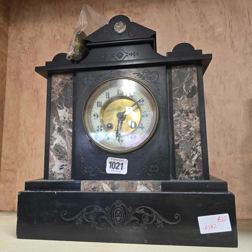 1021 - BLACK SLATE MARBLE CLOCK