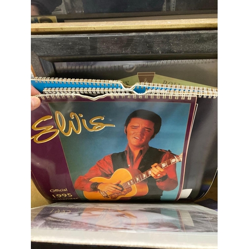 142 - LARGE CARTON OF ELVIS MEMORABILIA INCL; MIRRORS, PICTURES, MAGAZINES ETC