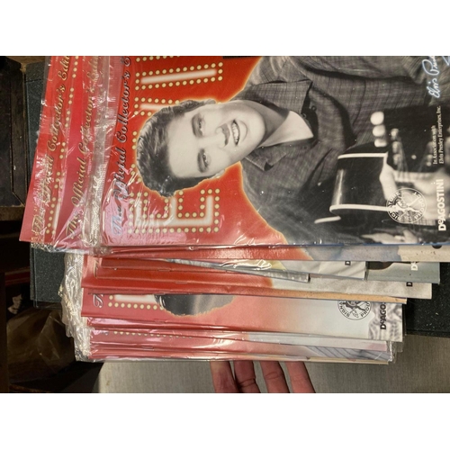 143 - CARTON OF ELVIS MEMORABILIA INCL; MAGAZINES, BOOKS, COPIES OF ELVIS MONTHLY ETC