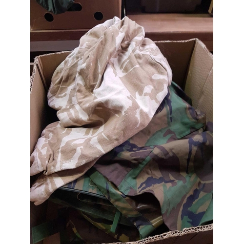 152 - 2 CARTONS OF MILITARY CAMO CLOTHING & EQUIPMENT