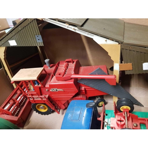 167 - COLLECTION OF FARM EQUIPMENT, COMBINE HARVESTER, TRUCK & BARN ETC