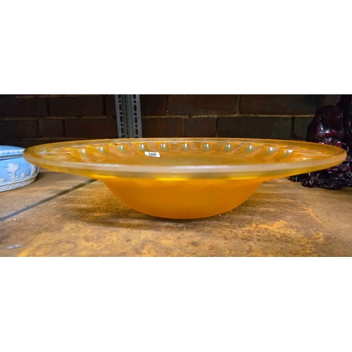 188 - LARGE ORANGE STUDIO GLASS FRUIT BOWL