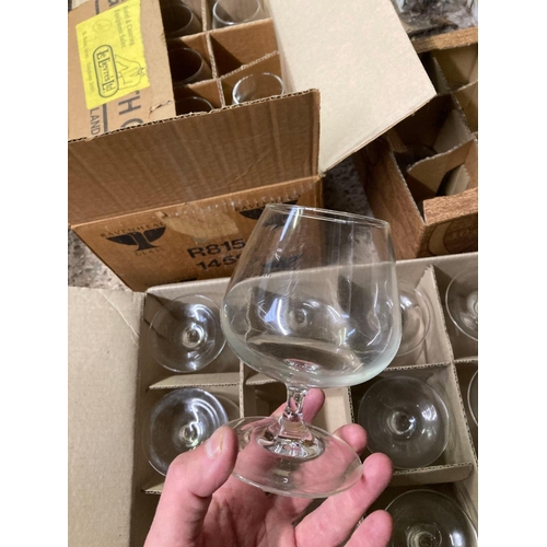 218 - 3 CARTONS OF BRANDY GOBLETS, APPROX 38