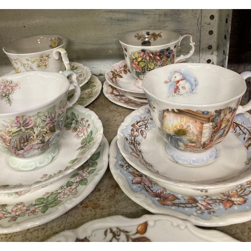 226 - SHELF OF 4 ROYAL ALBERT BONE CHINA COLLECTORS PLATES, ROYAL DOULTON, FOUR SEASONS TRIO'S ETC