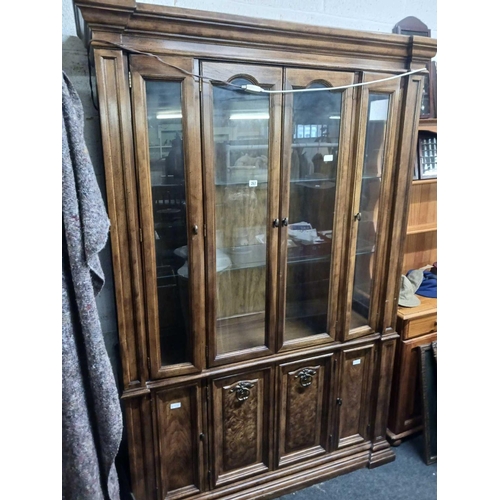 267 - MODERN PART GLASS FRONTED DRESSER WITH GLASS SHELVING & CUPBOARD