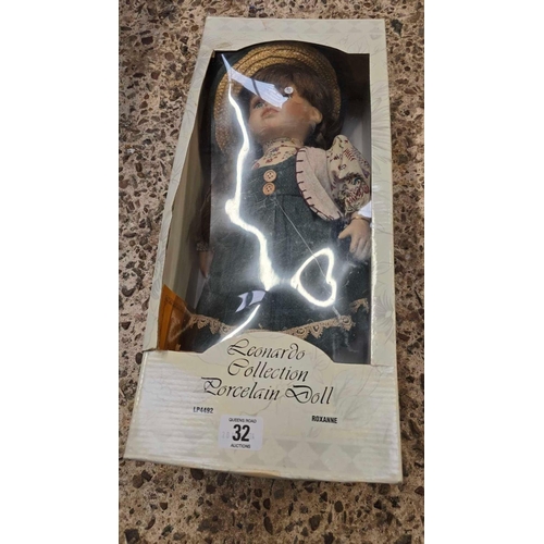 32 - LEONARDO COLLECTION PORCELAIN DOLL, ROXANNE