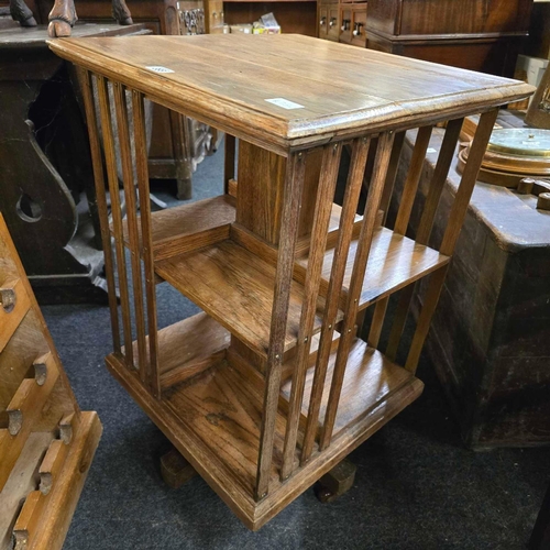 398 - OAK REVOLVING BOOKCASE