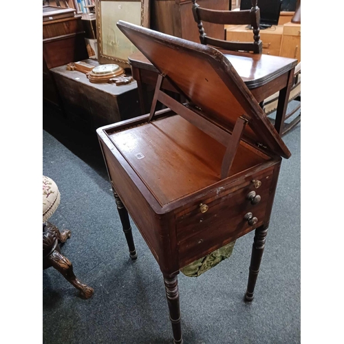 401 - MAHOGANY WORK / SEWING TABLE MISSING 2 HANDLES