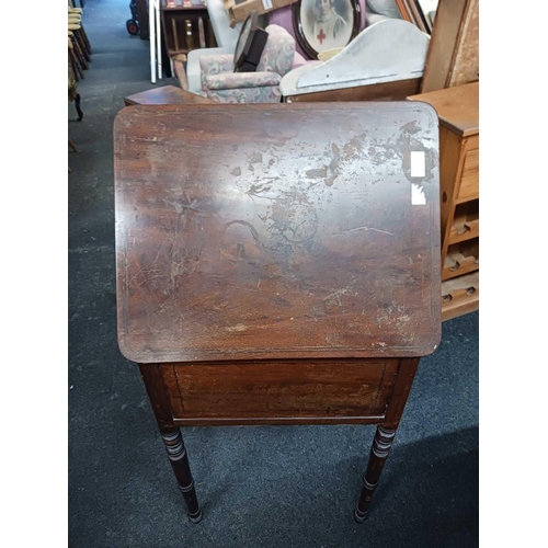 401 - MAHOGANY WORK / SEWING TABLE MISSING 2 HANDLES