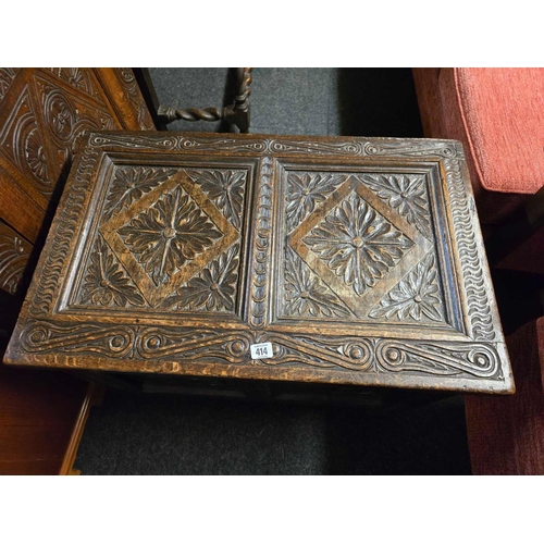 414 - SMALL CARVED OAK COFFER